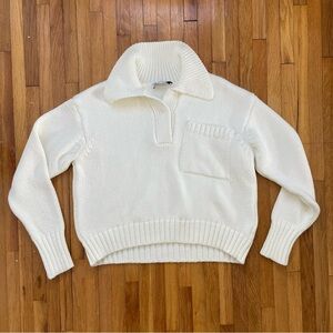 Zara Knit Polo Sweater Size Small White / Ivory